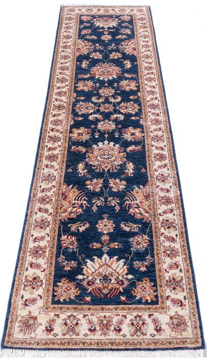Chobi Blue Runner Hand Knotted 27 X 911 Area Rug 700-146170 Image 1