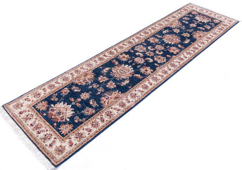 Chobi Blue Runner Hand Knotted 27 X 911 Area Rug 700-146170 Image 2