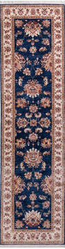 Chobi Blue Runner Hand Knotted 2'7" X 9'11"  Area Rug 700-146171