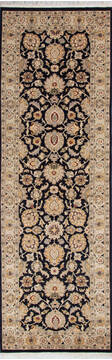 Pakistani Pak-Persian Black Runner 6 to 9 ft Wool Carpet 146190