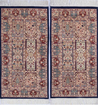 Pak-Persian Blue Hand Knotted 2'1" X 4'0"  Area Rug 700-146193