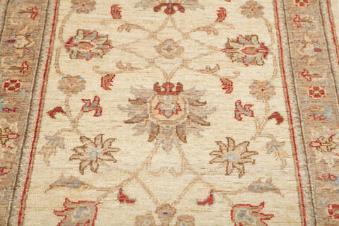 Chobi Beige Runner Hand Knotted 27 X 105 Area Rug 700-146196 Image 3
