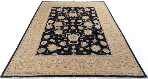 Chobi Black Hand Knotted 81 X 102 Area Rug 700-146198 Image 1
