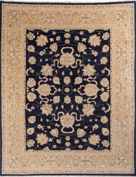 Afghan Chobi Black Rectangle 8x10 ft Wool Carpet 146198