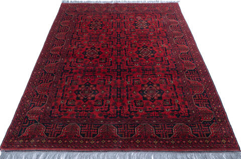 Khan Mohammadi Red Hand Knotted 51 X 66 Area Rug 700-146206 Image 1