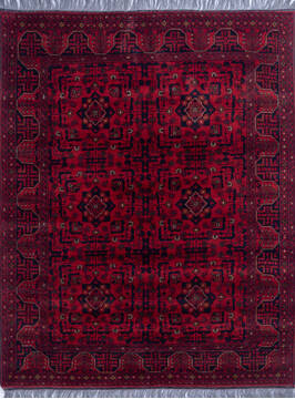 Khan Mohammadi Red Hand Knotted 5'1" X 6'6"  Area Rug 700-146206