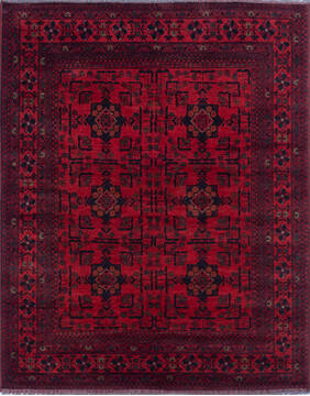 Khan Mohammadi Red Hand Knotted 5'0" X 6'3"  Area Rug 700-146207