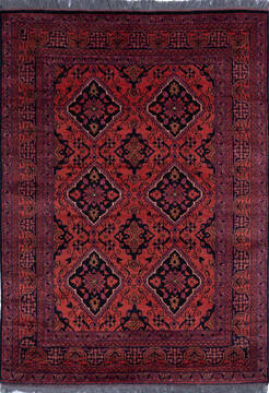 Khan Mohammadi Red Hand Knotted 4'1" X 5'8"  Area Rug 700-146209