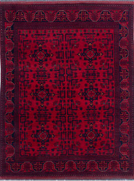 Khan Mohammadi Red Hand Knotted 4'11" X 6'5"  Area Rug 700-146210