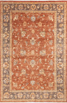 Chobi Orange Hand Knotted 5'7" X 8'6"  Area Rug 700-146214