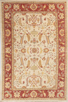 Afghan Chobi Beige Rectangle 6x9 ft Wool Carpet 146218