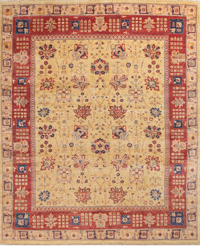 Chobi Yellow Hand Knotted 8'0" X 9'7"  Area Rug 700-146221