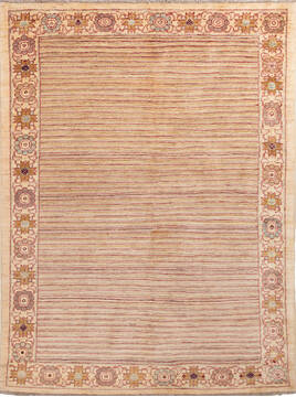 Gabbeh Beige Hand Knotted 4'10" X 6'5"  Area Rug 700-146227