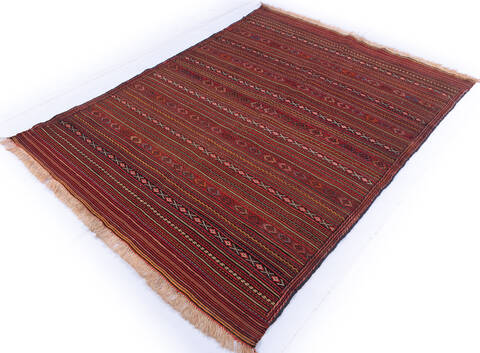 Kilim Red Hand Knotted 46 X 63 Area Rug 700-146229 Image 2