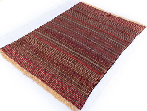 Kilim Red Hand Knotted 44 X 58 Area Rug 700-146230 Image 2