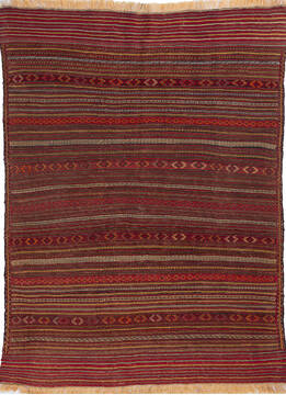 Kilim Red Hand Knotted 4'4" X 5'8"  Area Rug 700-146230