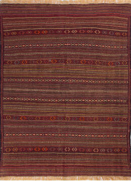Kilim Red Hand Knotted 4'7" X 6'0"  Area Rug 700-146232