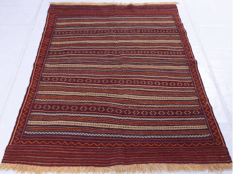 Kilim Red Hand Knotted 46 X 60 Area Rug 700-146234 Image 1