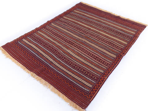 Kilim Red Hand Knotted 46 X 60 Area Rug 700-146234 Image 2