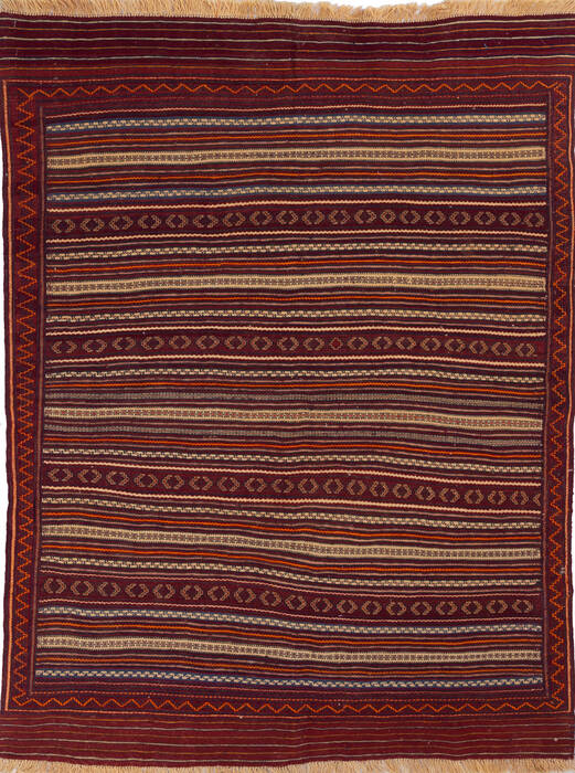 Kilim Red Hand Knotted 46 X 60 Area Rug 700-146234 Image 0