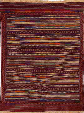 Kilim Red Hand Knotted 4'6" X 6'0"  Area Rug 700-146234