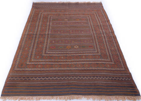 Kilim Red Hand Knotted 45 X 60 Area Rug 700-146237 Image 1