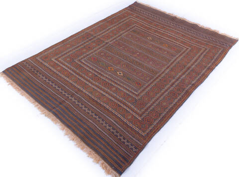 Kilim Red Hand Knotted 45 X 60 Area Rug 700-146237 Image 2