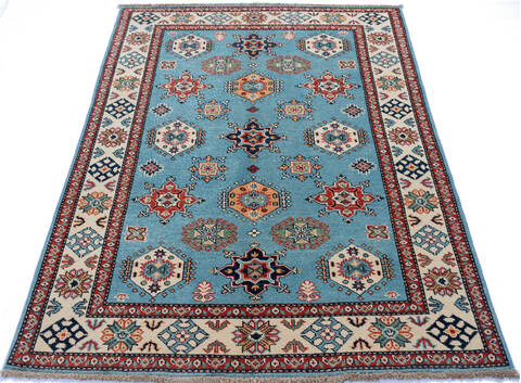 Kazak Blue Hand Knotted 310 X 57 Area Rug 700-146242 Image 1