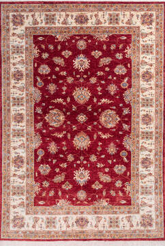 Afghan Chobi Red Rectangle 7x10 ft Wool Carpet 146261