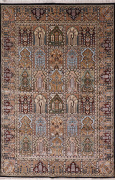 Hamedan Black Hand Knotted 5'10" X 8'10"  Area Rug 905-146323