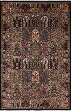 Hamedan Black Hand Knotted 6'2" X 9'2"  Area Rug 905-146324