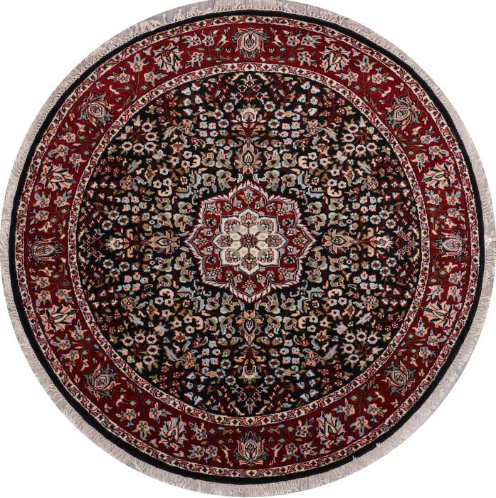 Kashan Black Round Hand Knotted 60 X 60 Area Rug 905-146326 Image 0