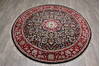 Kashan Black Round Hand Knotted 60 X 60  Area Rug 905-146326 Thumb 1