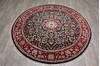 Kashan Black Round Hand Knotted 60 X 60 Area Rug 905-146326 Thumb 1