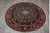 Kashan Black Round Hand Knotted 60 X 60  Area Rug 905-146326 Thumb 4