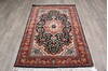 Kashan Black Hand Knotted 40 X 60  Area Rug 905-146327 Thumb 1