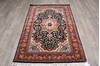 Kashan Black Hand Knotted 40 X 60 Area Rug 905-146327 Thumb 1