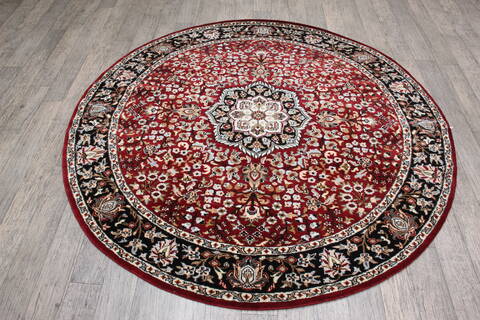 Kashan Red Round Hand Knotted 62 X 62 Area Rug 905-146328 Image 1