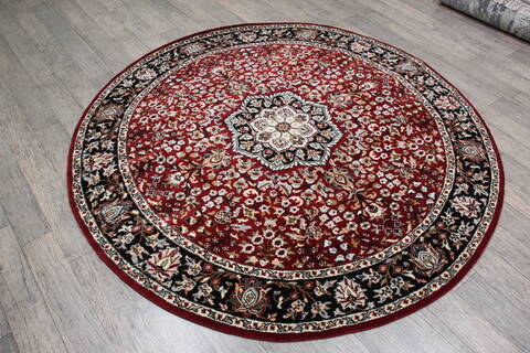 Kashan Red Round Hand Knotted 62 X 62 Area Rug 905-146328 Image 2