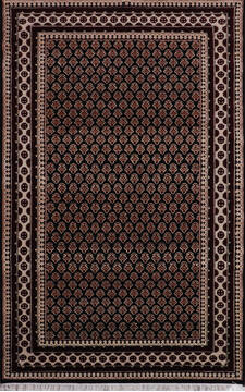 Indian Bokhara Black Rectangle 5x8 ft Wool Carpet 146331