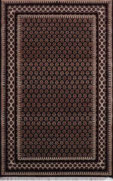 Bokhara Black Hand Knotted 5'3" X 8'3"  Area Rug 905-146331