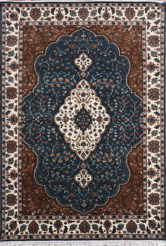 Indian Mahi Blue Rectangle 5x7 ft Wool Carpet 146332