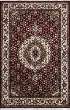 Indian Mahi Red Rectangle 4x6 ft Wool Carpet 146335