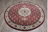 Mahi Red Round Hand Knotted 62 X 63  Area Rug 905-146336 Thumb 1