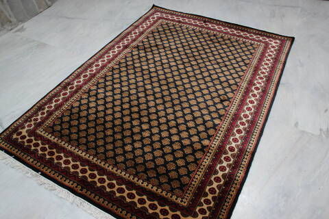 Bokhara Black Hand Knotted 50 X 72 Area Rug 905-146342 Image 2
