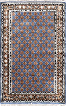 Indian Bokhara Blue Runner 6 ft and Smaller Silk Carpet 146343
