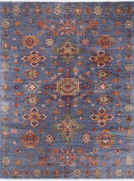 Chobi Blue Hand Knotted 5'0" X 6'11"  Area Rug 700-146353