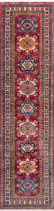 Kazak Red Runner Hand Knotted 27 X 911 Area Rug 700-146356 Image 0