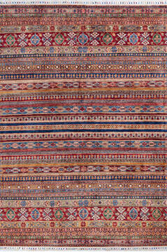 Afghan Chobi Multicolor Rectangle 5x8 ft Wool Carpet 146371
