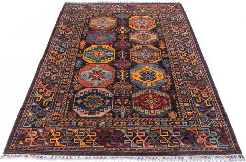 Chobi Brown Hand Knotted 51 X 70 Area Rug 700-146376 Image 1